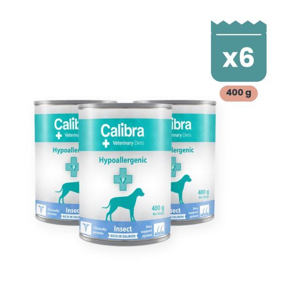 Calibra Dieta Veterinaria Hypoallergenic Insectos y Salmón para Perros en Lata Pack 6x400 g, imagen principal