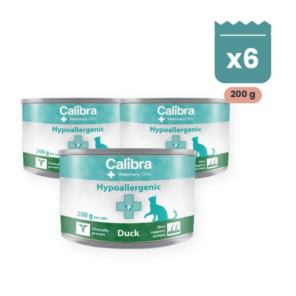 Calibra Veterinary Diets Cat Hypoallergenic Pato de Calibra, pack 6 latas x 200 g