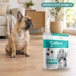 Perro junto a Calibra Dieta Veterinaria Snack Semihúmedo Hypoallergenic para Perros 120 g