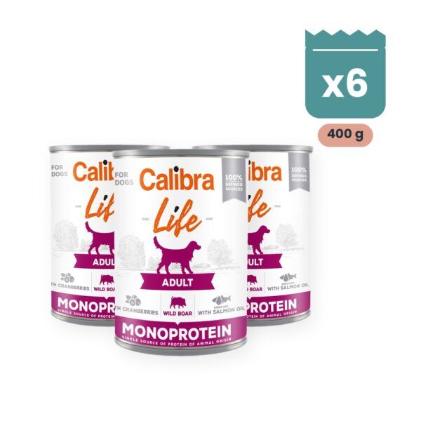 Calibra Dog Life Adult Jabalí con Arándanos para Perros en Lata Pack 6x400 g, imagen principal