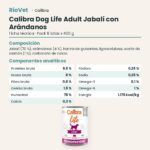 Ficha técnica de Calibra Dog Life Adult Jabalí con Arándanos para Perros en Lata Pack 6x400 g: composición y componentes analíticos