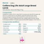 Ficha técnica de Calibra Dog Life Adult Large Breed Cordero Pienso para Perros Adultos de Raza Grande: composición y componentes analíticos