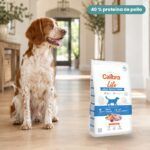 Perro junto a Calibra Dog Life Adult Medium Breed Pollo Pienso para Perros Adultos de Raza Mediana