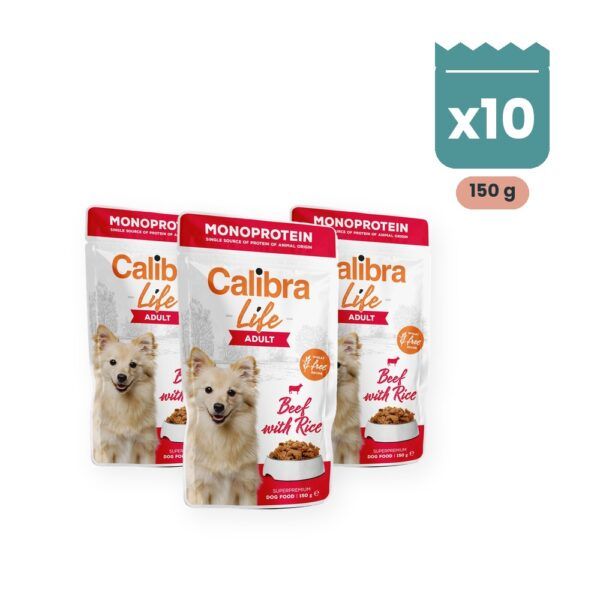 Calibra Dog Life Adult Ternera Comida Húmeda para Perros en Sobre Pack 10x150 g, imagen principal