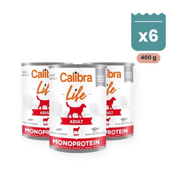 Calibra Dog Life Adult Ternera con Zanahorias para Perros en Lata Pack 6x400 g, imagen principal