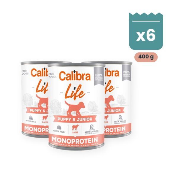Calibra Dog Life Puppy & Junior Cordero y Arroz para Cachorros en Lata Pack 6x400 g, imagen principal