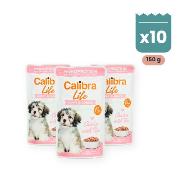 Calibra Dog Life Puppy & Junior Pollo Comida Húmeda para Cachorros en Sobre Pack 10x150 g, imagen principal