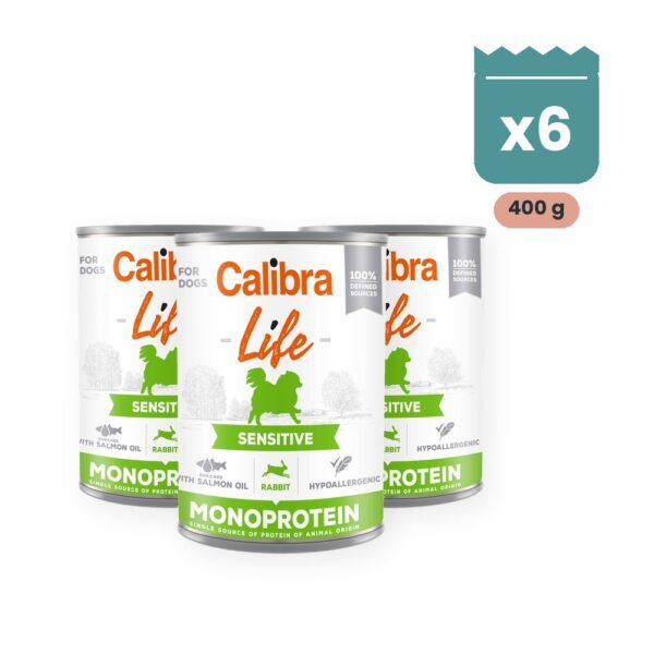 Calibra Dog Life Sensitive Conejo para Perros en Lata Pack 6x400 g, imagen principal