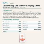 Ficha técnica de Calibra Dog Life Starter & Puppy Cordero Pienso para Cachorros y Perras Gestantes: composición y componentes analíticos