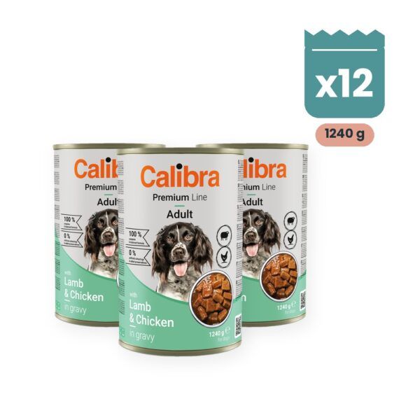 Calibra Dog Premium Cordero y Pollo en Salsa para Perros en Lata Pack 12x1.240 g, imagen principal