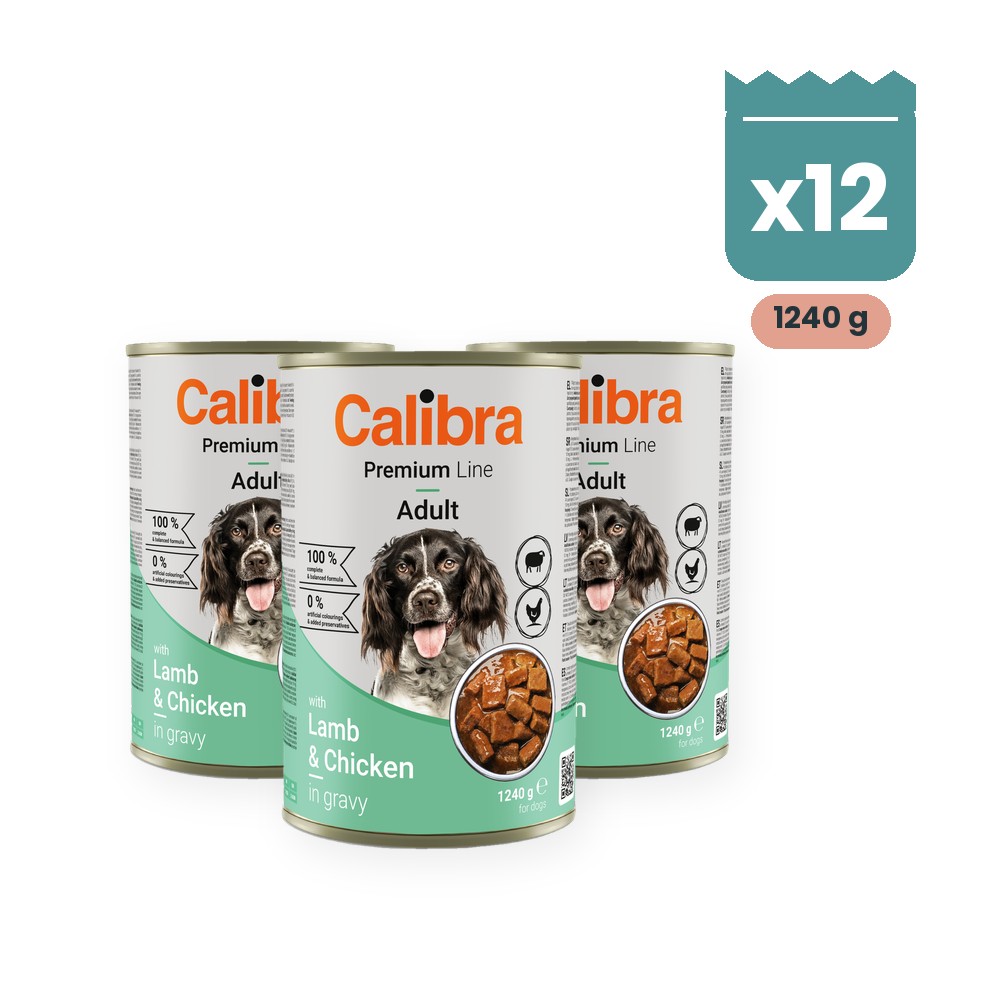 Calibra Dog Premium Cordero y Pollo en Salsa para Perros en Lata Pack 12x1.240 g Calibra Dog Premium Cordero y Pollo en Salsa para Perros en Lata Pack 12x1.240 g, imagen principal