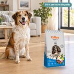 Perro junto a Calibra Dog Premium Line Adult Pollo Pienso para Perros