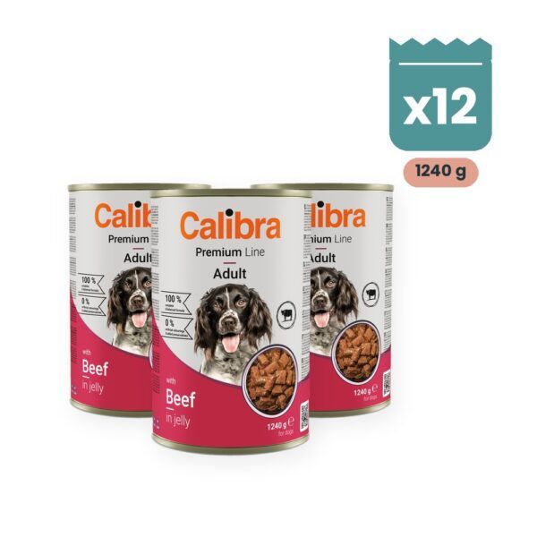 Calibra Dog Premium Vacuno en Gelatina para Perros en Lata Pack 12x1.240 g, imagen principal