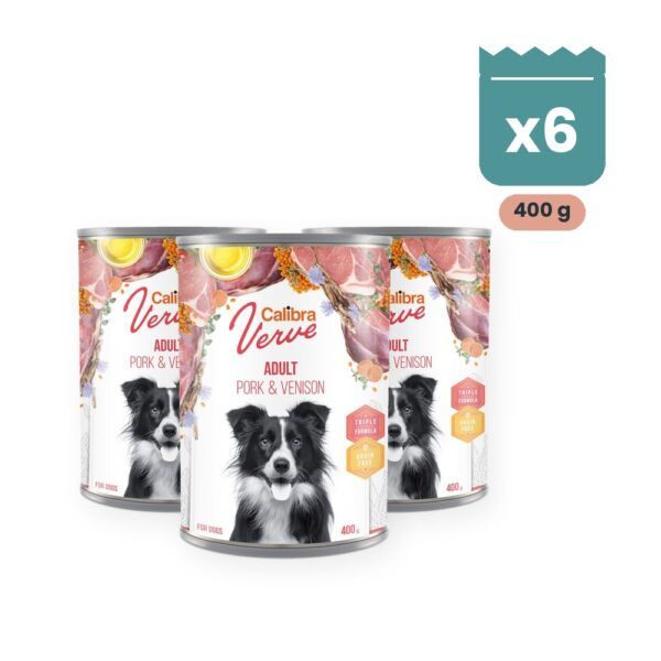 Calibra Dog Verve Adult Cerdo y Venado Sin Cereales para Perros en Lata Pack 6x400 g, imagen principal