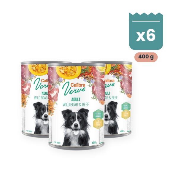 Calibra Dog Verve Adult Jabalí y Ternera Sin Cereales para Perros en Lata Pack 6x400 g, imagen principal