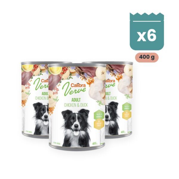 Calibra Dog Verve Adult Pollo y Pato Sin Cereales para Perros en Lata Pack 6x400 g, imagen principal