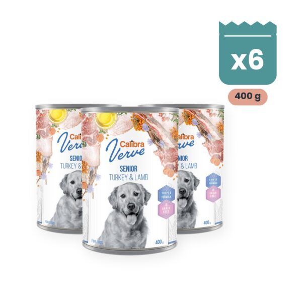 Calibra Dog Verve Senior Pavo y Cordero Sin Cereales para Perros Senior en Lata Pack 6x400 g, imagen principal