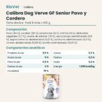 Ficha técnica de Calibra Dog Verve Senior Pavo y Cordero Sin Cereales para Perros Senior en Lata Pack 6x400 g: composición y componentes analíticos