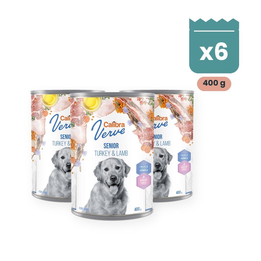 Calibra Dog Verve Senior Pavo y Cordero Sin Cereales para Perros Senior en Lata Pack 6x400 g Calibra Dog Verve Senior Pavo y Cordero Sin Cereales para Perros Senior en Lata Pack 6x400 g, imagen principal