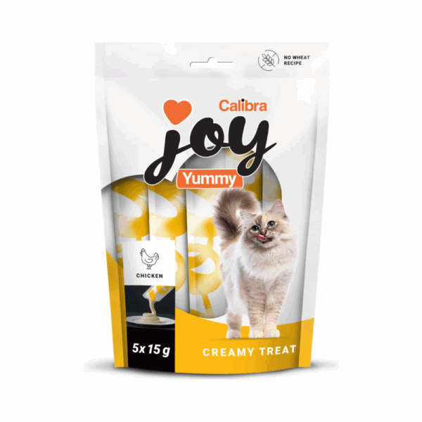 Calibra Joy Cat Yummy Pollo snacks húmedos para gatos pack ahorro 15x75 g