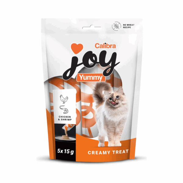 Calibra Joy Cat Yummy Pollo y Gamba snacks húmedos para gatos pack ahorro 15x75 g