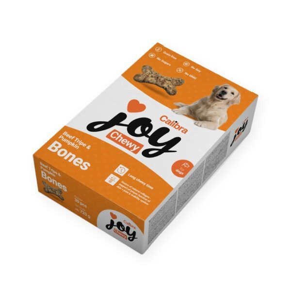 Calibra Joy Chewy Huesos de Tripa de Vacuno y Calabaza Snack Natural para Perros 30 uds 720 g, imagen principal