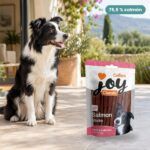 Perro junto a Calibra Joy Classic Sticks de Salmón Snack para Perros