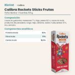 Ficha técnica de Calibra Rockets Sticks Frutas Snack para Conejos y Roedores 120 g: composición y componentes analíticos