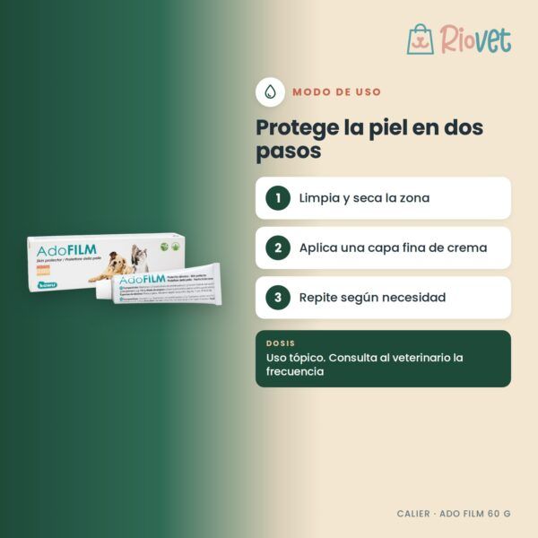 Calier Ado Film Crema Protectora Dérmica Para Perros Y Gatos 60 G - modo de uso