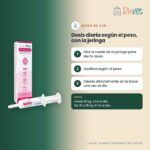 Modo de uso de Calier Compet ProDigest: hasta 15 kg 2 ml al día; de 16 a 35 kg 4 ml al día