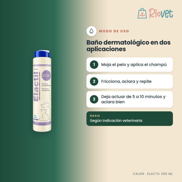 Calier Elactil Champú Bacteriostático Para Perros Y Gatos 250 Ml - modo de uso