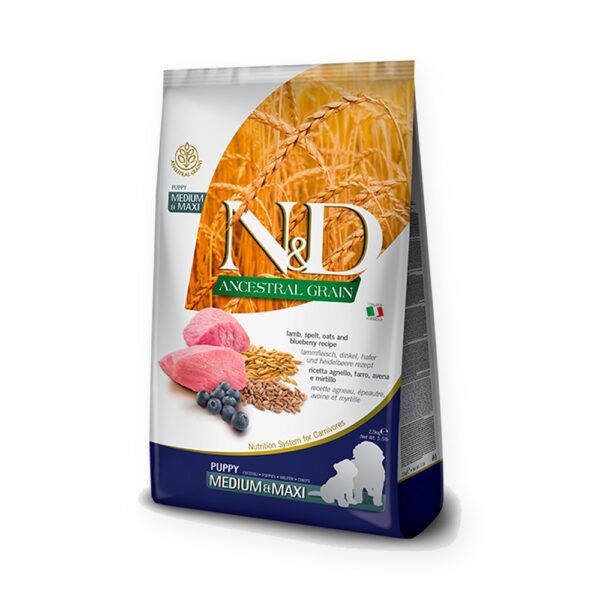 Farmina N&D Ancestral Grain Cordero y Arándanos Pienso para Cachorros Medianos y Grandes 12 kg