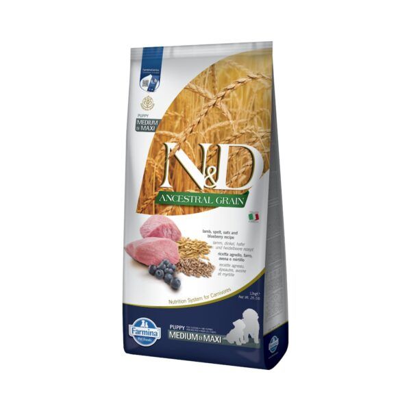 Farmina N&D Ancestral Grain Cordero y Arándanos Pienso para Cachorros Medianos y Grandes 12 kg