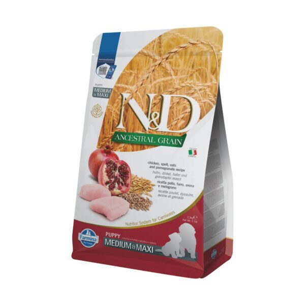 Farmina N&D Ancestral Grain Pollo y Granada Pienso para Cachorros Medianos y Grandes 2,5 Kg