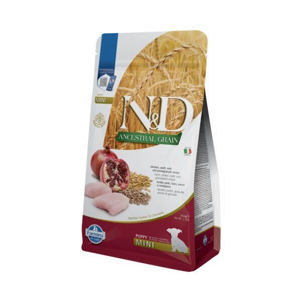 Farmina N&D Ancestral Grain Pollo y Granada Pienso para Cachorros Mini 800 Gr