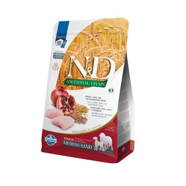 Farmina N&D Ancestral Grain Pollo y Granada Pienso para Perros Senior Medianos y Grandes 2,5 Kg