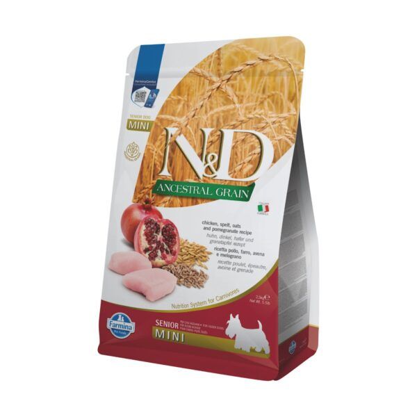 Farmina N&D Ancestral Grain Pollo y Granada Pienso para Perros Senior Mini 2,5 kg