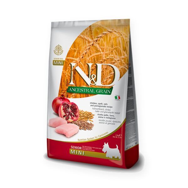 Farmina N&D Ancestral Grain Pollo y Granada Pienso para Perros Senior Mini 2,5 kg