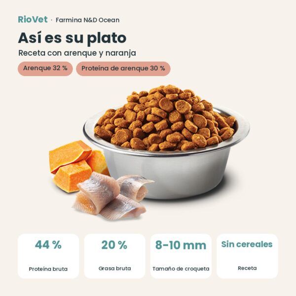 Composición de Farmina N&D Ocean Arenque y Naranja Pienso Sin Cereales para Gatos