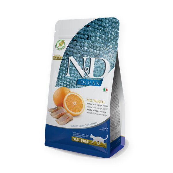 Farmina N&D Ocean Arenque y Naranja Pienso Sin Cereales para Gatos Esterilizados