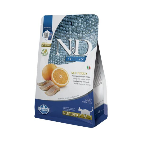 Farmina N&D Ocean Arenque y Naranja Pienso Sin Cereales para Gatos Esterilizados