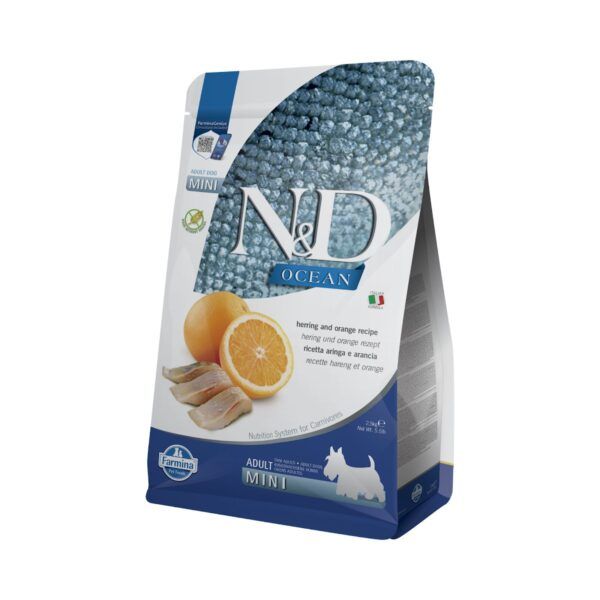 Farmina N&D Ocean Arenque y Naranja Pienso Sin Cereales para Perros Mini 2,5 kg