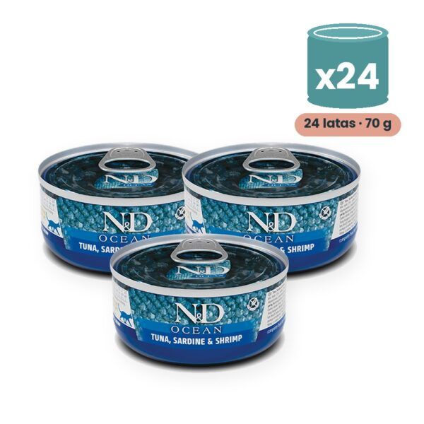 Farmina N&D Ocean Atún, Sardina y Gambas Comida Húmeda para Gatos