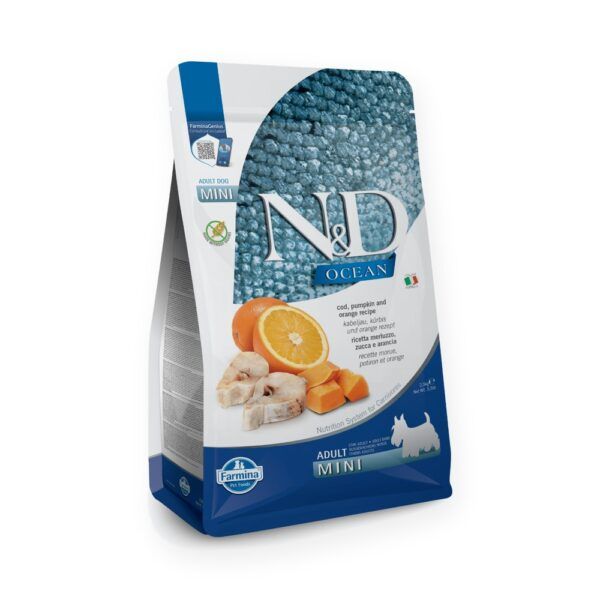 Farmina N&D Ocean Bacalao, Calabaza y Naranja Pienso Sin Cereales para Perros Mini