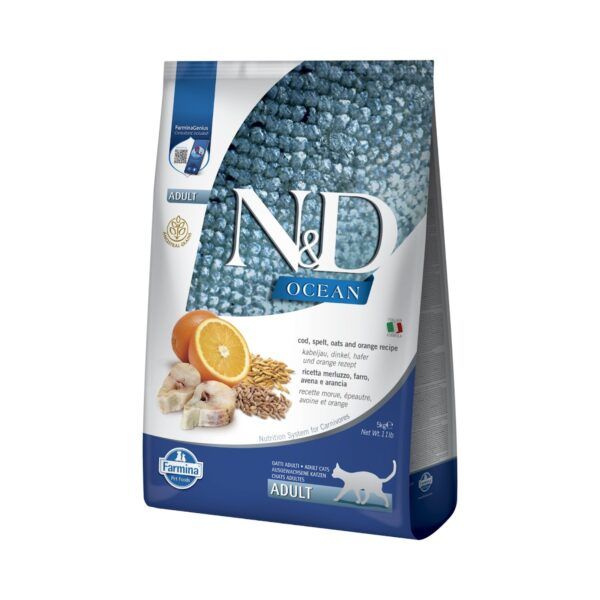 Farmina N&D Ocean Bacalao, Espelta, Avena y Naranja Pienso para Gatos