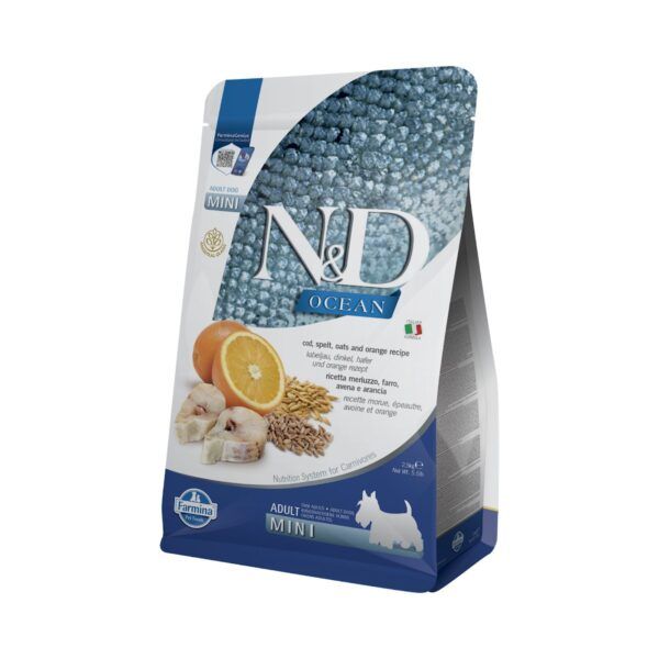Farmina N&D Ocean Bacalao, Espelta, Avena y Naranja Pienso para Perros Mini