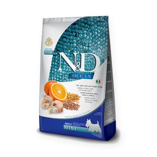 Farmina N&D Ocean Bacalao, Espelta, Avena y Naranja Pienso para Perros Mini