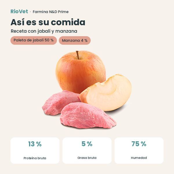 Composición de Farmina N&D Prime Jabalí y Manzana Comida Húmeda para Gatos
