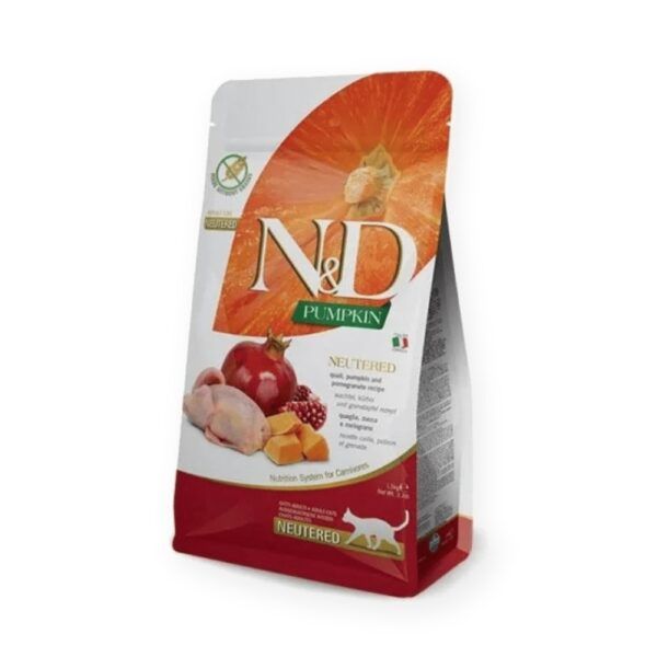 Farmina N&D Pumpkin Codorniz, Calabaza y Granada Pienso Sin Cereales para Gatos Esterilizados