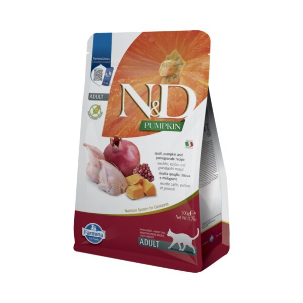 Farmina N&D Pumpkin Codorniz, Calabaza y Granada Pienso Sin Cereales para Gatos 300 Gr